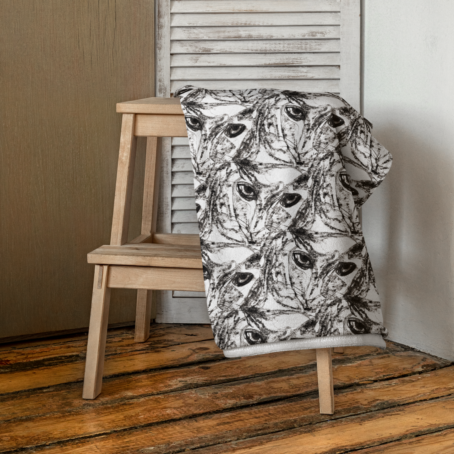 Towel print / Serviette de plage motif chat artsy cat pattern