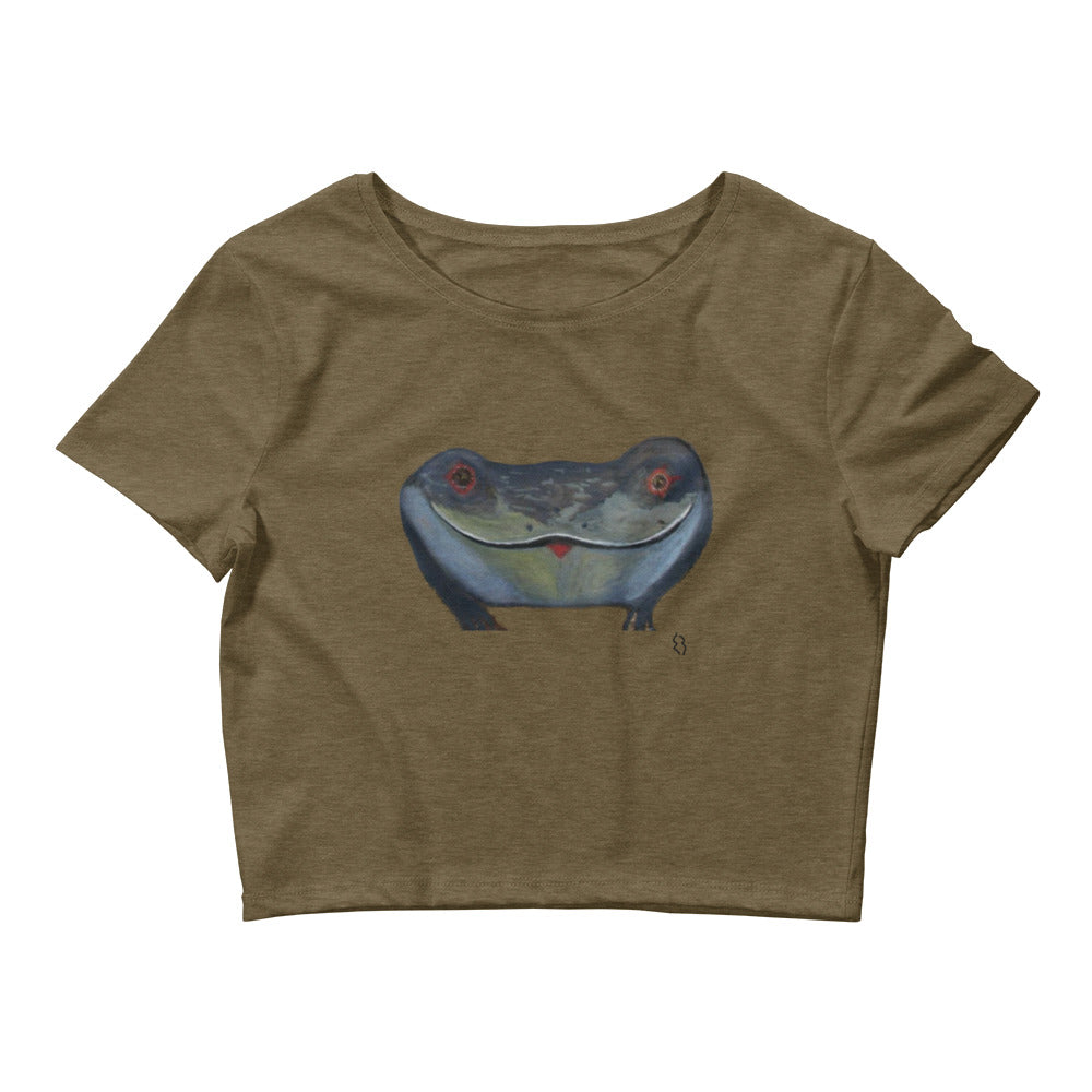 La Grenouille/crop top/Originally draw on a peice of wood, eyes naturaly designed by nature.